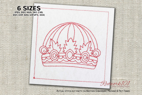 Beautiful Crown with Jewels Redwork Review
