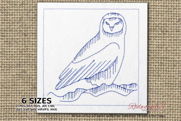 Snowy Owl Sitting on the Snow Redwork Review